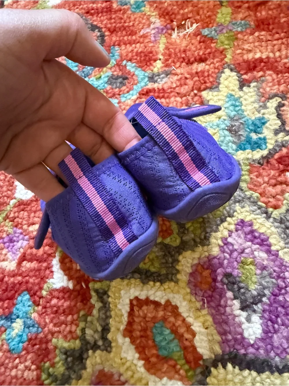 Kids Purple Water Shoes with Hook-and-Loop Strap